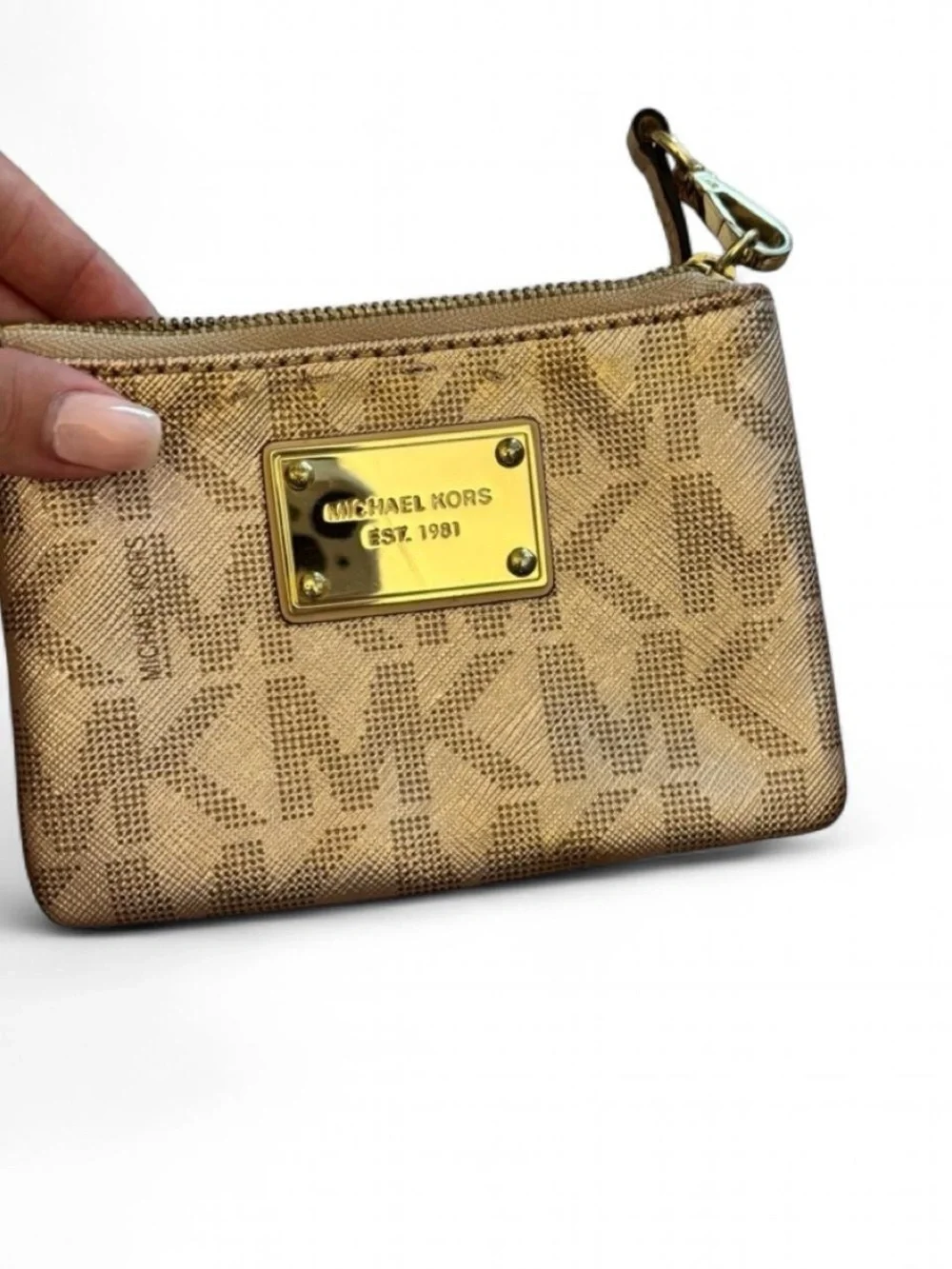Michael Kors Metallic Gold Monogram Wristlet